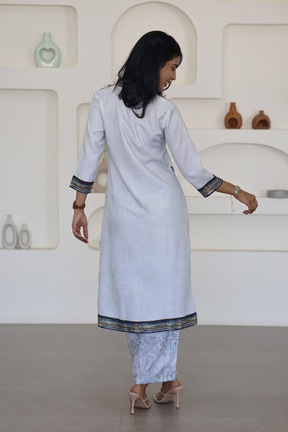 Mint Floral Printed Kurti Set - Yuvani