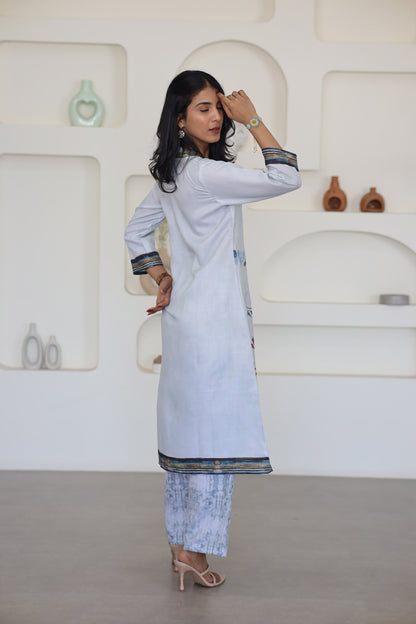 Mint Floral Printed Kurti Set - Yuvani