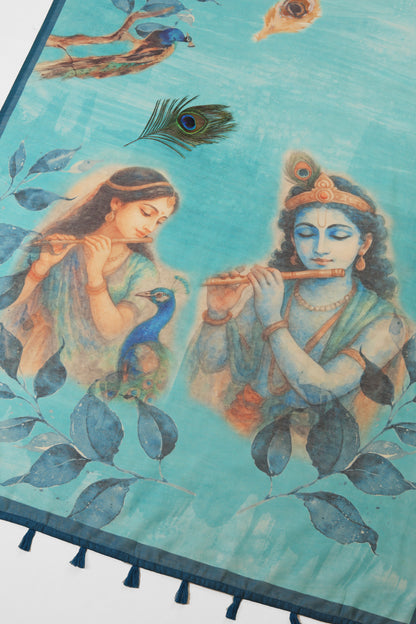 Mor Bansi Blue Printed Saree - Yuvani