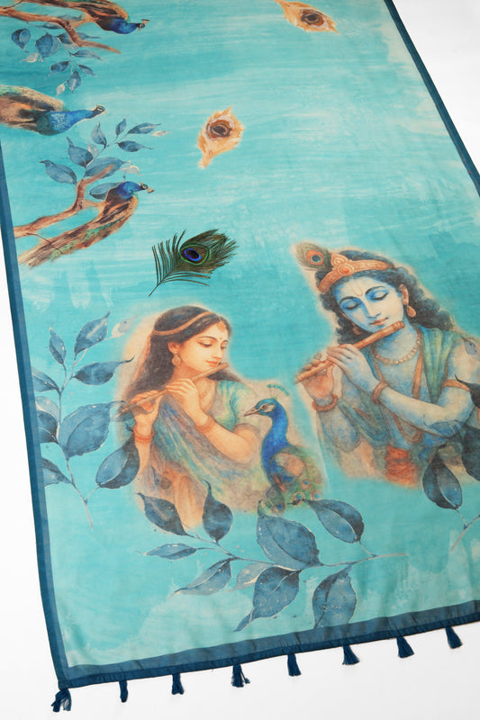 Mor Bansi Blue Printed Saree - Yuvani