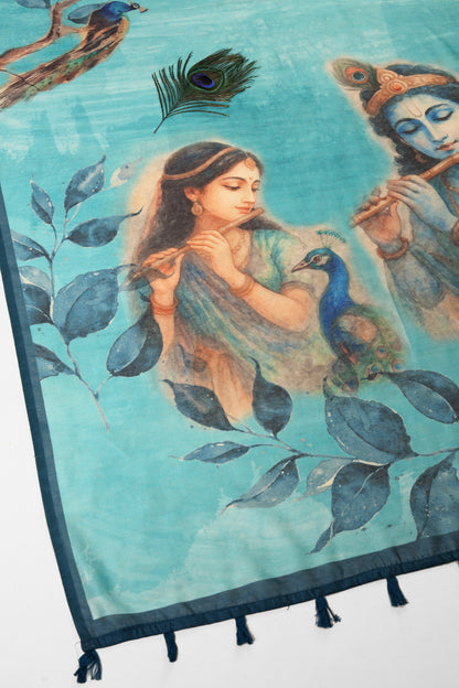 Mor Bansi Blue Printed Saree - Yuvani