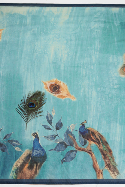 Mor Bansi Blue Printed Saree - Yuvani