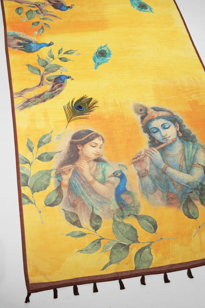 Mor Bansi Yellow Printed Saree - Yuvani