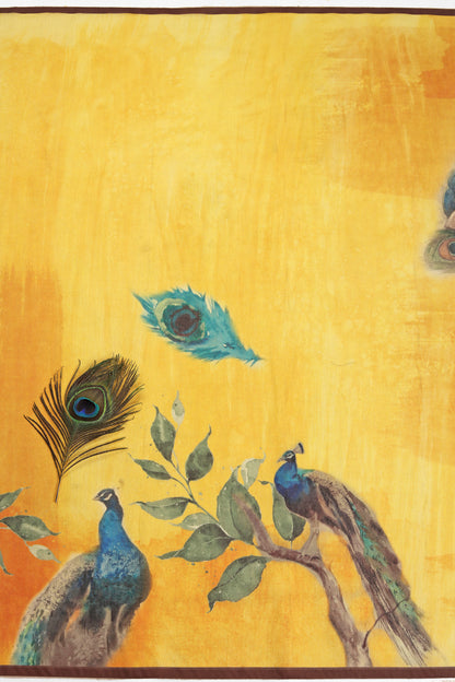 Mor Bansi Yellow Printed Saree - Yuvani