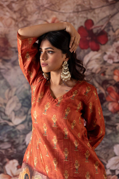 Mughal Rustic Orange Co Ord Set - Yuvani