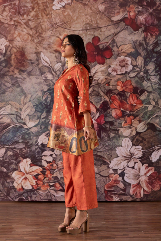 Mughal Rustic Orange Co Ord Set - Yuvani