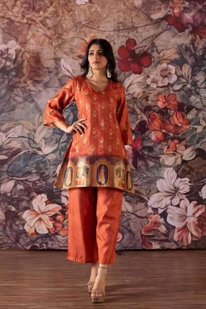 Mughal Rustic Orange Co Ord Set - Yuvani