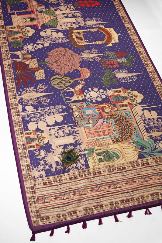 Neelambar Mahal Chanderi Saree - Yuvani