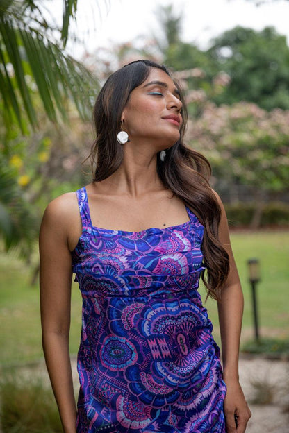 Neon Nova Cocktail Long Purple Dress - Yuvani