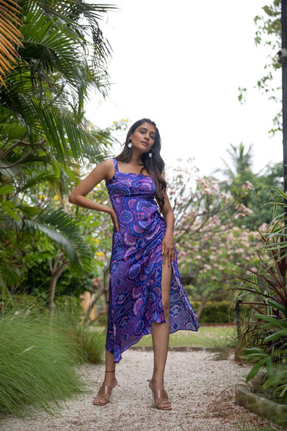 Neon Nova Cocktail Long Purple Dress - Yuvani
