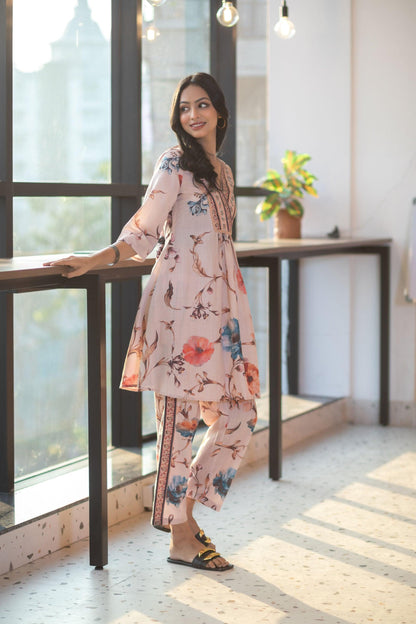 Neutral Floral Dress Set - Yuvani
