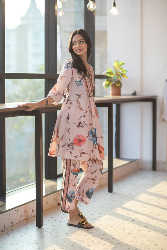 Neutral Floral Dress Set - Yuvani