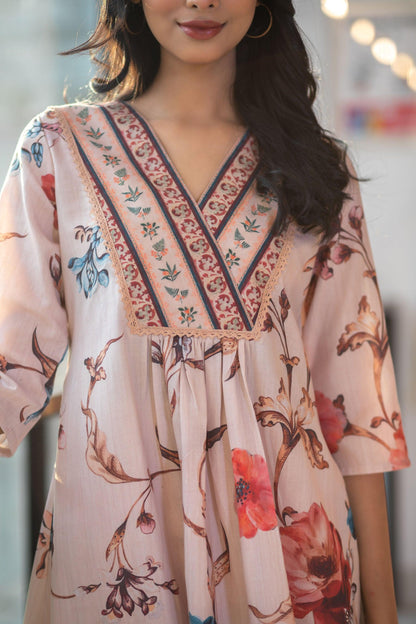 Neutral Floral Dress Set - Yuvani