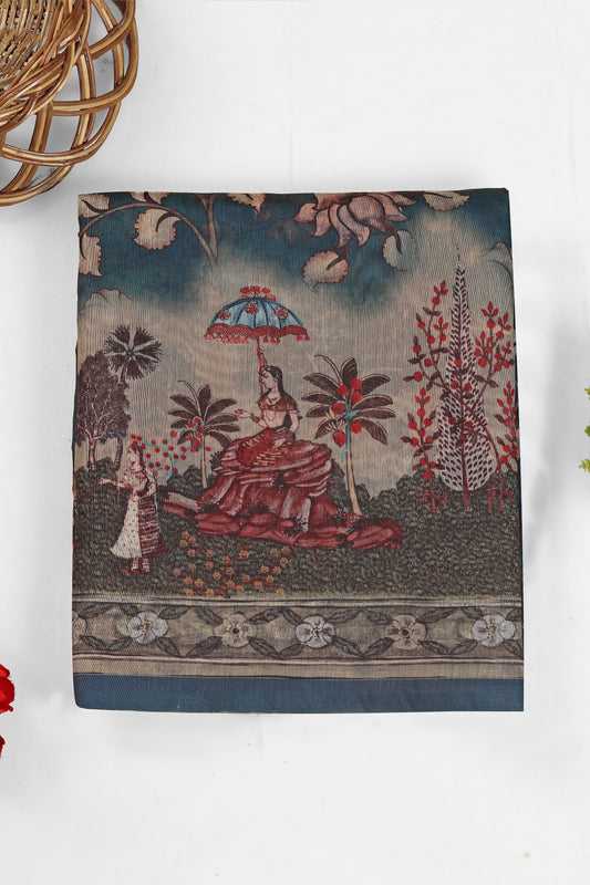 Nilshahi Chanderi Cotton Saree - Yuvani