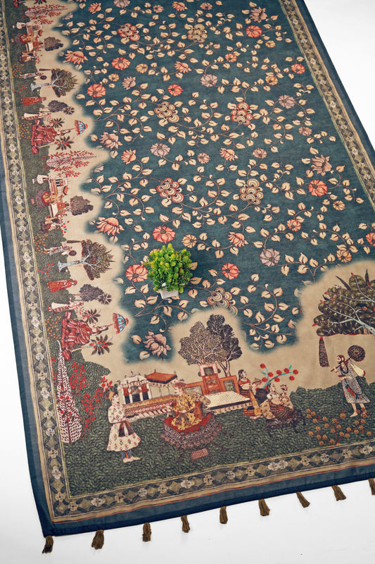 Nilshahi Chanderi Cotton Saree - Yuvani