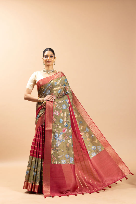 Pakshi Leela Jacquard Silk Saree - Yuvani