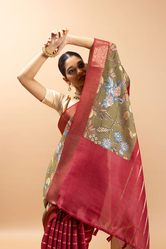 Pakshi Leela Jacquard Silk Saree - Yuvani