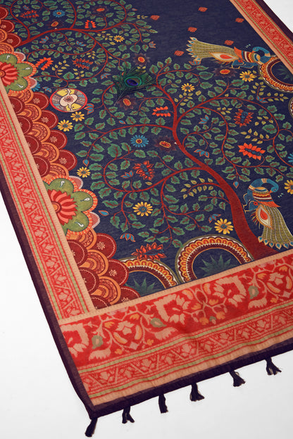 Peacock Vanam Chanderi Saree - Yuvani