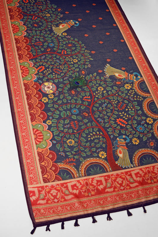 Peacock Vanam Chanderi Saree - Yuvani