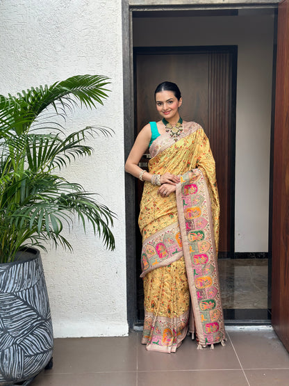 Peetambari Meenakari Jacquard Woven Saree - Yuvani