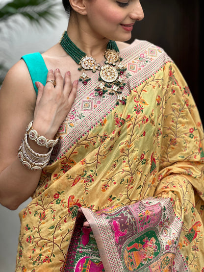 Peetambari Meenakari Jacquard Woven Saree - Yuvani