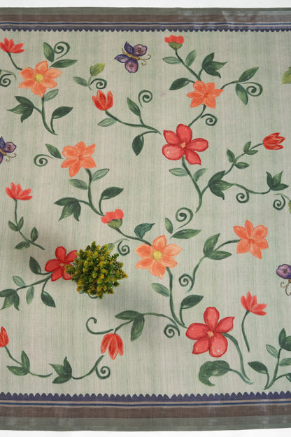 Phool Titli Linen Saree - Yuvani