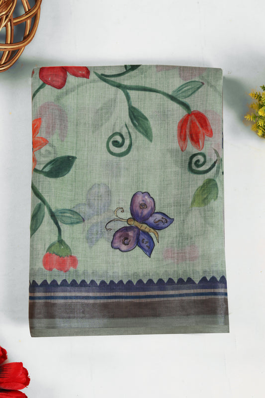 Phool Titli Linen Saree - Yuvani