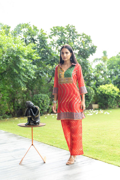 Red Fusion Coord Set - Yuvani