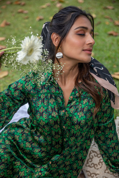 Retro Revival Green Dress - Yuvani