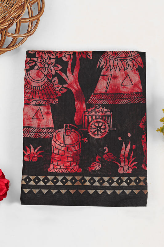 Sindoori Leela Chanderi Cotton Saree - Yuvani