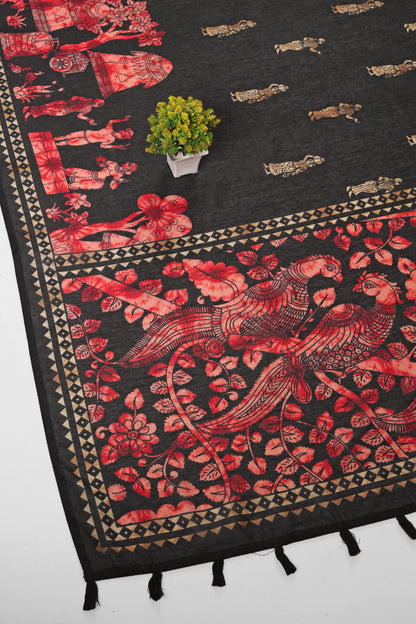 Sindoori Leela Chanderi Cotton Saree - Yuvani