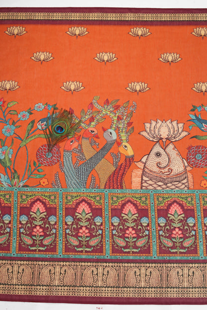 Surya Kesari Chanderi Saree - Yuvani