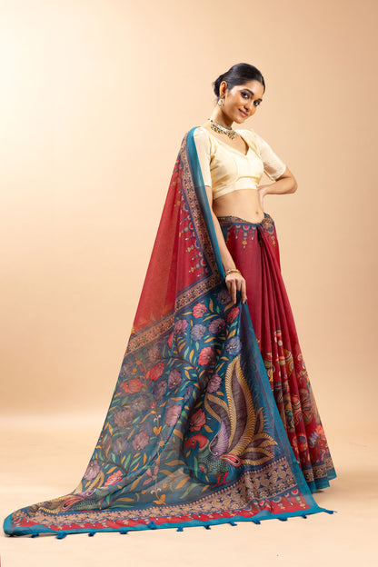 Mayura Mela Chanderi Saree