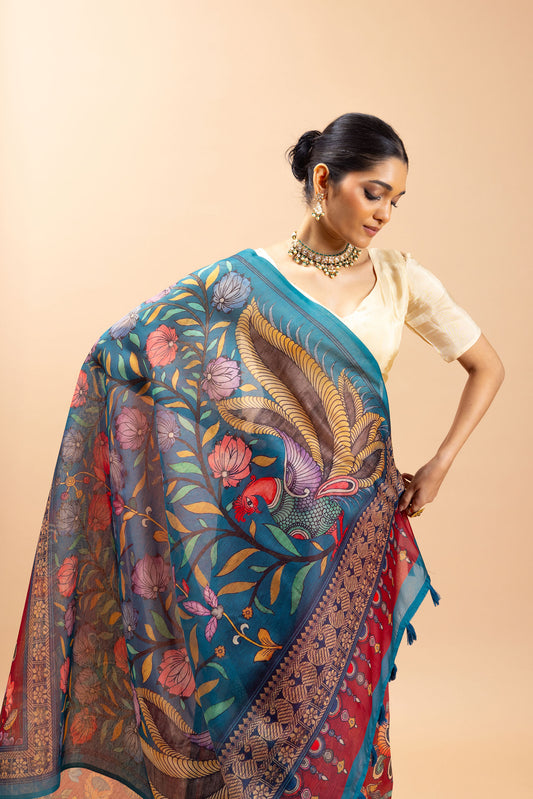 Mayura Mela Chanderi Saree