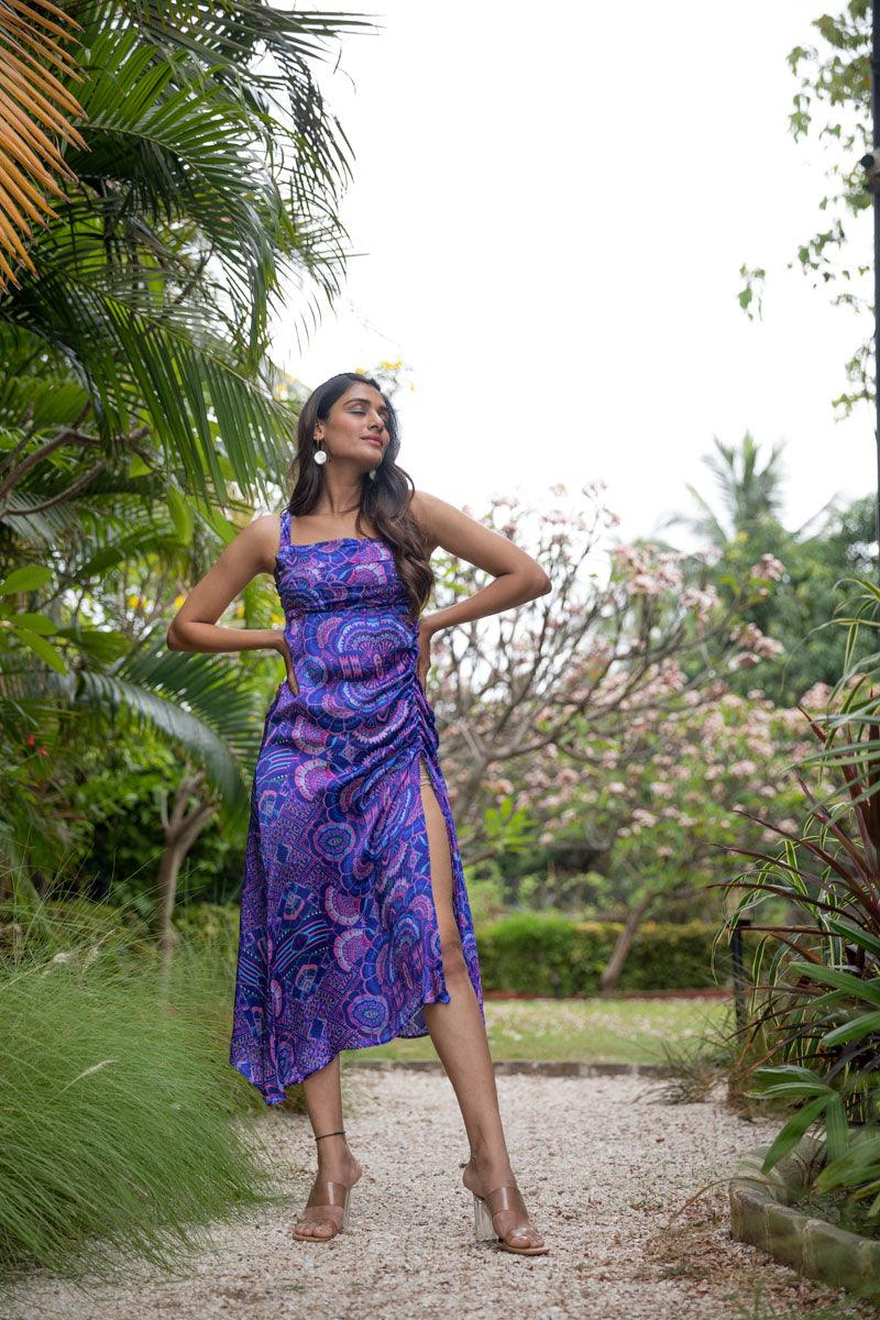 Neon Nova Cocktail Long Purple Dress - Yuvani