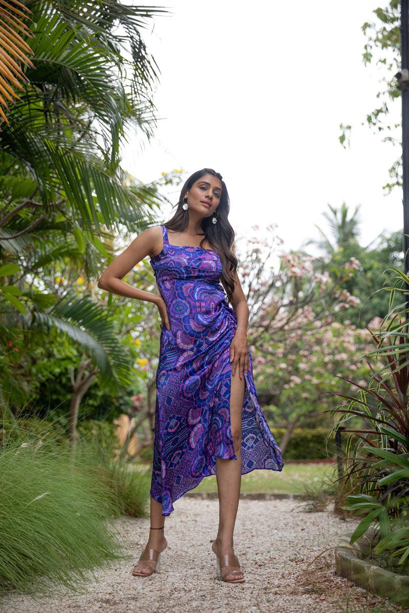 Neon Nova Cocktail Long Purple Dress