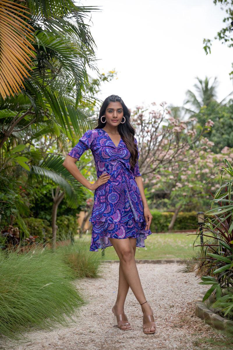 Neon Nova Short Purple Dress - Yuvani