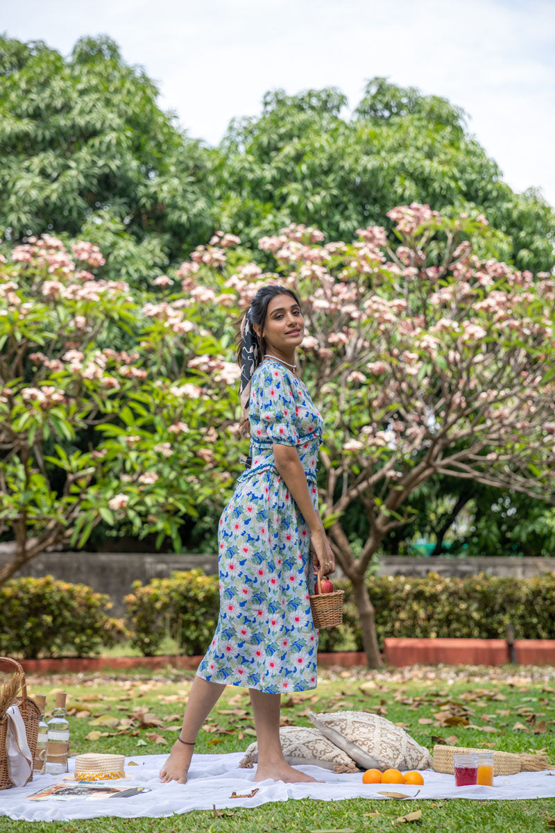 Serene Spring Sky Blue Corset Dress - Yuvani