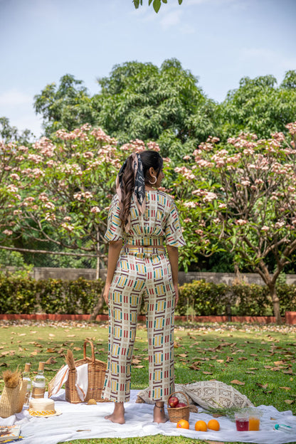Gracious Grids White Co-ord Set - Yuvani