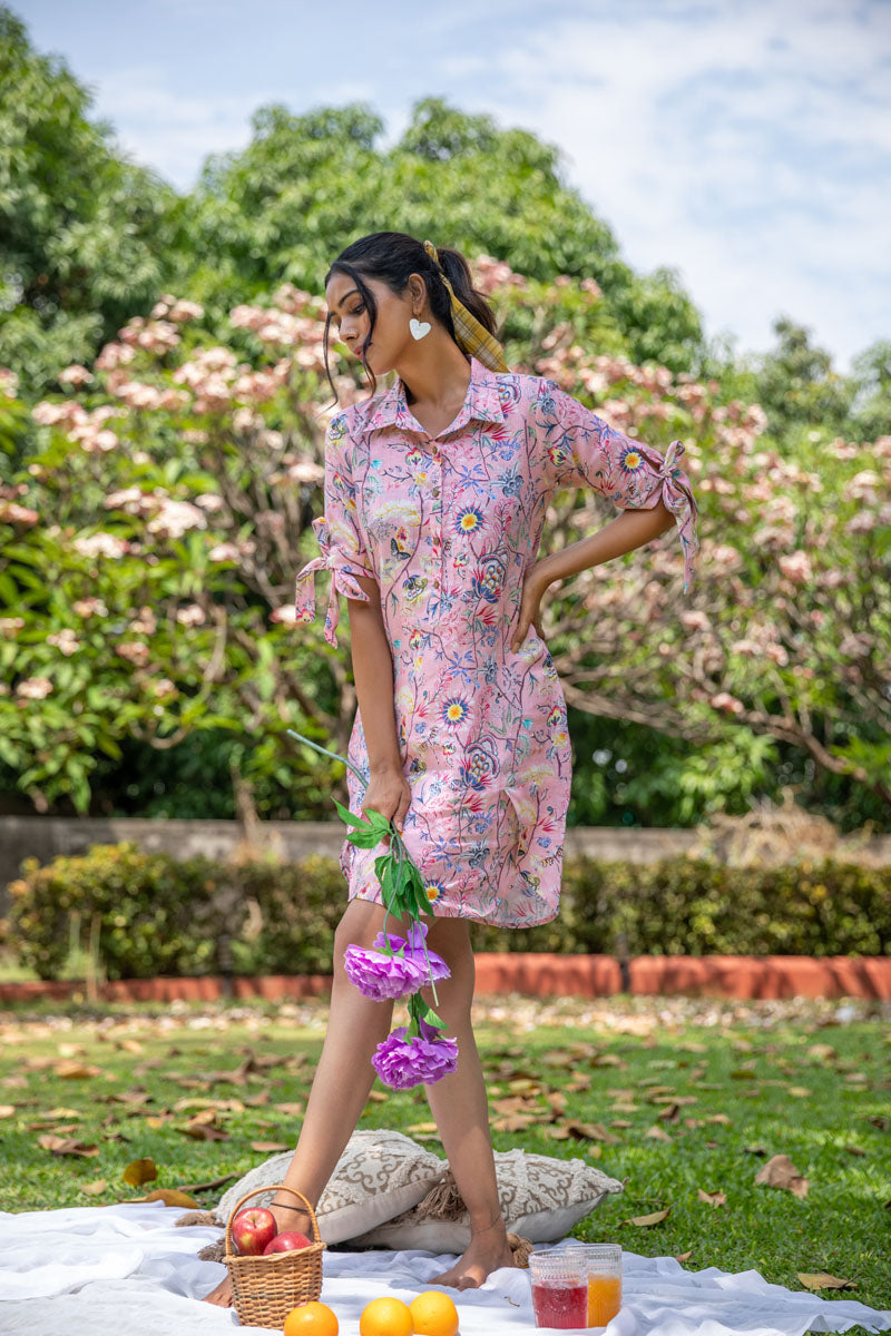 Pink Passion Floral Print Dress - Yuvani