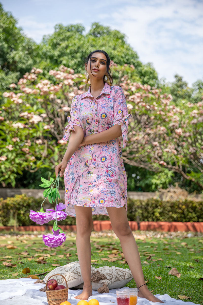 Pink Passion Floral Print Dress - Yuvani