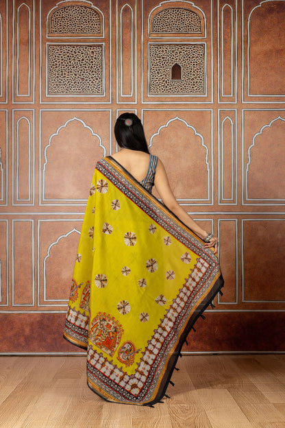 Rangoli Lemon Kalamkari Saree