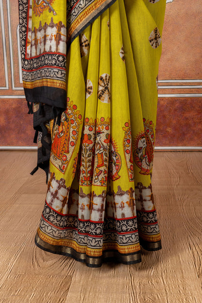 Rangoli Lemon Kalamkari Saree