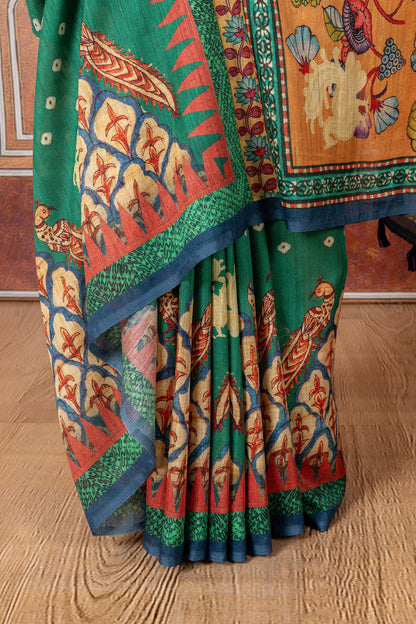 Kusum Green Soft Slub Saree