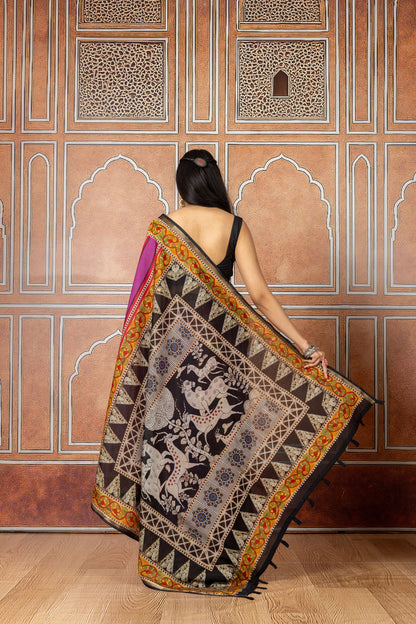 Rangrekha Rani Kalamkari Saree