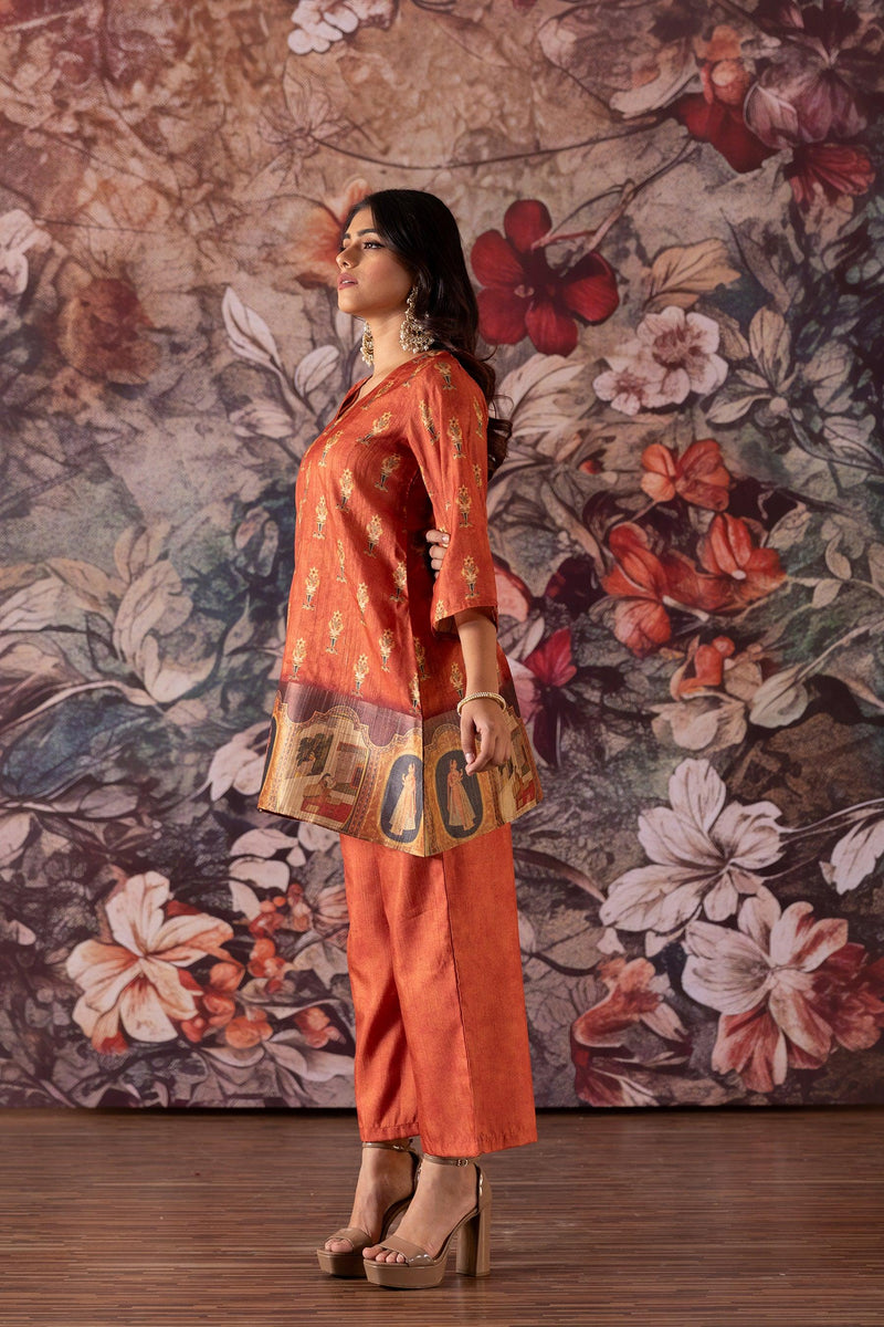 Mughal Rustic Orange Co Ord Set - Yuvani