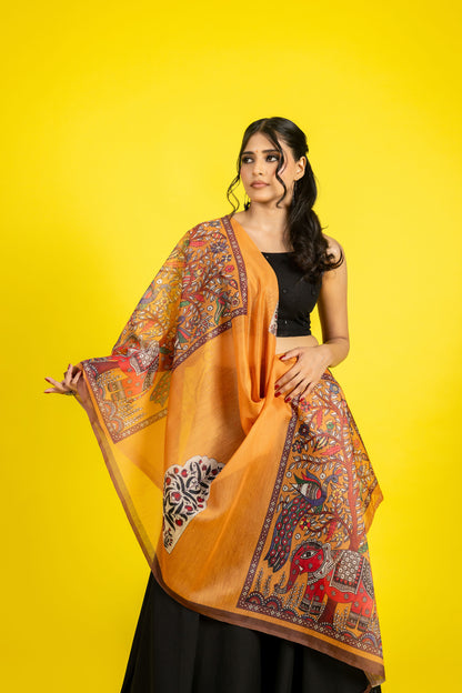 Kesarika Chanderi Dupatta