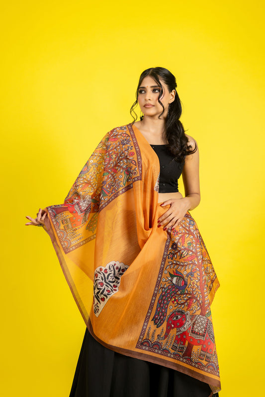 Kesarika Chanderi Dupatta