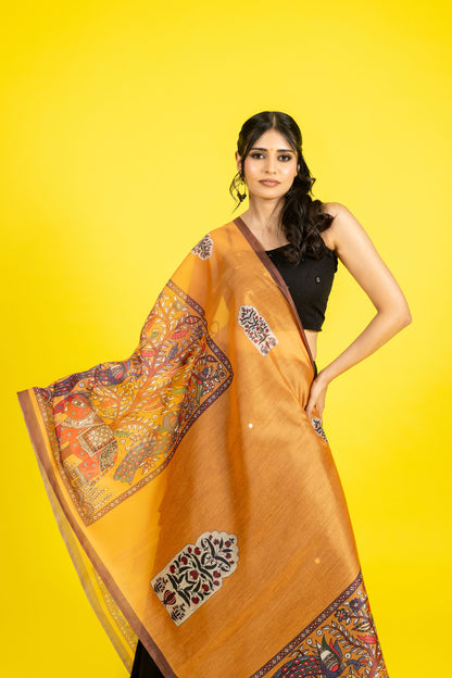 Kesarika Chanderi Dupatta