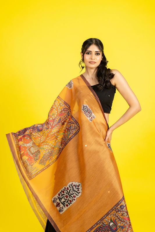 Kesarika Chanderi Dupatta